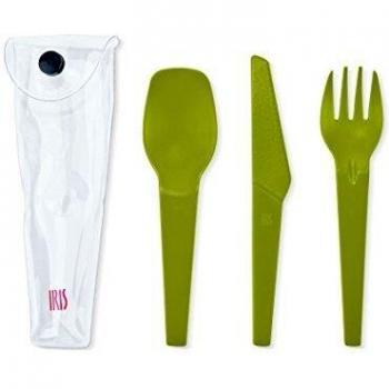 IRIS Set de Cubiertos, Verde, 4.5x1.5x15 cm, 3 Unidades