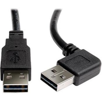 Cable USB 2.0 Universal Reversible Tripp Lite de 3 pies (Ángulo Derecho/Izquierdo, A a A M/M)