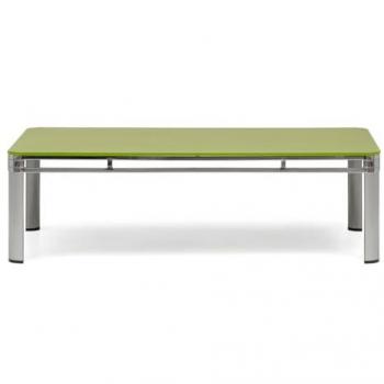 Mesa de Centro Moderna 130x70x38cm con Estructura Cromada y Cristal Templado Verde