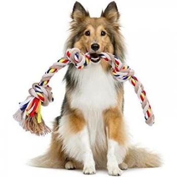 Nobleza - Cuerda de Juguete para Perros 100% algodón, beneficiosa para la Salud Mental del Perro, la Salud Dental y la Limpieza de los Dientes, Tipo de Perros, Beige y marrón