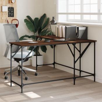 vidaXL Brown Oak Desk 149x149x75 cm Engineered Wood