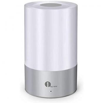 1byone Lampara de cabecera con sensor táctil, luz blanca cálida regulable, cambia entre rojo verde y azul, lámpara de ambiente elegante