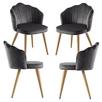 Pack 4 Sillas de Comedor Blume Terciopelo Gris Oscuro