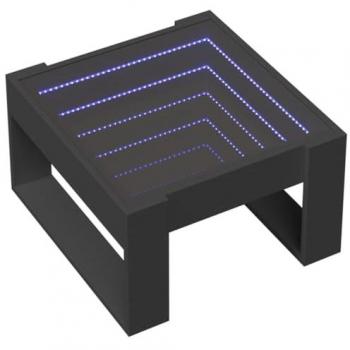 Mesa de centro con Infinity LED negro 50x53x30 cm, luces RGB ajustables, multiusos, para sala de estar/dormitorio, mesa auxiliar y sofá