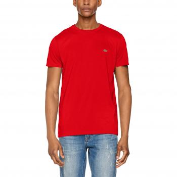 Lacoste Pima Cotton Red Logo T-Shirt for Men - Regular Fit