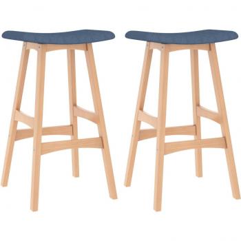Taburetes de Bar de Tela Azul - 2 Piezas, Diseño Moderno, Estructura Resistente, Altura Ajustable, Asiento Confortable