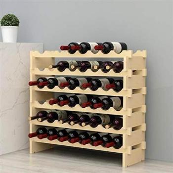 sogesfurniture Botellero de Madera para 48 Botellas de Vino con 6 Niveles, Soporte para Botellero Estante de Vino para Estantería de Presentación de Cocina y Barra, BHEU-BY-WS6848M