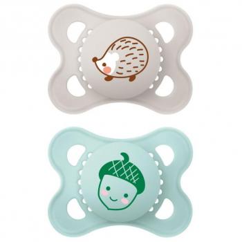 MAM Chupete Original S267 - Colección Colours of Nature, Textura Mate, Chupete con Tetina de Silicona SkinsoftTM ultrasuave, para Bebés de 2-6 Meses, Neutro, 2 unidades, con Caja Autoesterilizadora