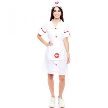 Disfraz de Enfermera en Vestido Blanco con Accesorios para mujer