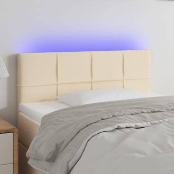 Cabecero de tela con LED color crema 80x5x78/88 cm