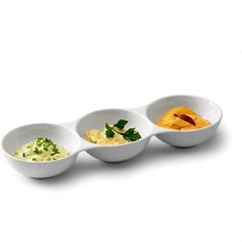 Bandeja y cuencos para aperitivo Tognana, de porcelana, 3 secciones, 37 x 12 x 6 cm