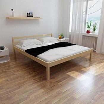 vidaXL Cama de Madera Maciza de Pino, Color Natural, Mueble Somier 200x180cm