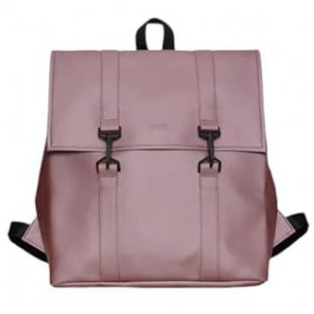 Rains MSN Bag Mini - Mochila impermeable rosa para hombre y mujer, mediana, con compartimento para portátil, cortada en tejido PU de alta durabilidad y suavidad
