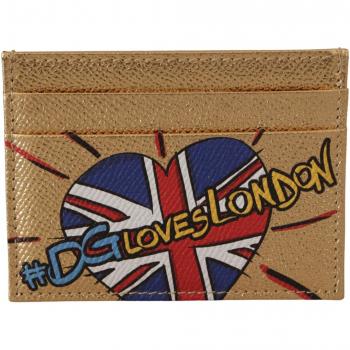 Gold Leather #DGLovesLondon Women Cardholder Case Wallet