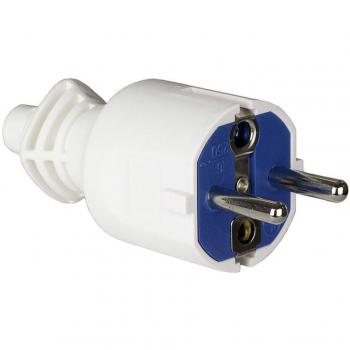 Clavija 2P+T 16A 250V PVC Blanco con Sujetacables Abatible Solera 706CB
