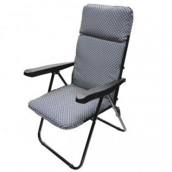 Silla Playa Acolchada con Estructura de Acero Reclinable 5 Posiciones y Reposabrazos