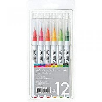 Rotuladores con punta de pincel Kuretake, colores claros y limpios, juego de 12 colores