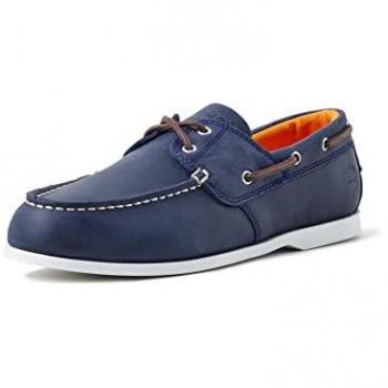 Timberland Cedar Bay Navy Leather Moccasins for Men - Size 41