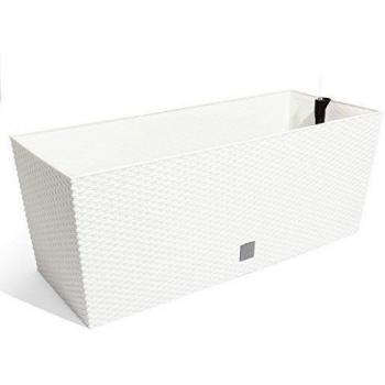 Jardinera Terra Rato de material plástico con maceta interior, color blanco, 60 cm