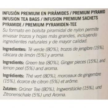 Oquendo - Té verde jengibre y limón - 3 de 30 gr.