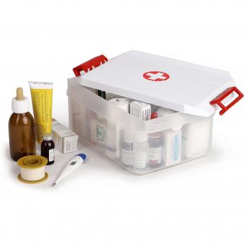Caja Botiquín de Primeros Auxilios Tatay 1150209, Capacidad de 4.5 Litros, Fabricada en Plástico Polipropileno Libre de BPA, Color Blanco con Cruz Roja