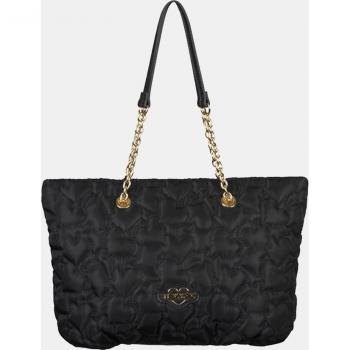 Shopper Love Moschino en negro con cremallera y asas de cadena