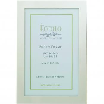 Eccolo World Traveler Simple Elegance, bañado en plata, sostiene una foto de 5 x 7 pulgadas