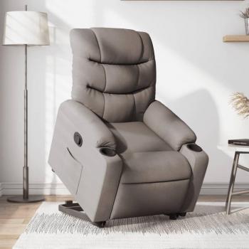 Sillón reclinable elevable de tela gris taupe vidaXL