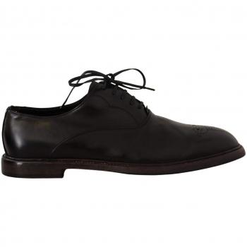 Dolce & Gabbana Black Leather Lace Up Derby Shoes - EU44.5/US11.5