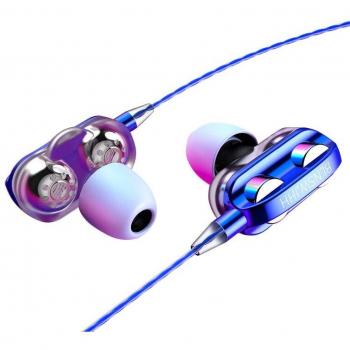 Auriculares deportivos estéreo de graves altos con micrófono y cable, audífonos intrauditivos de doble unidad para ordenador y teléfono móvil