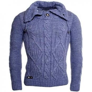 Redbridge - Jerséi - Básico - cuello congregado - Manga Larga - para hombre añil Large