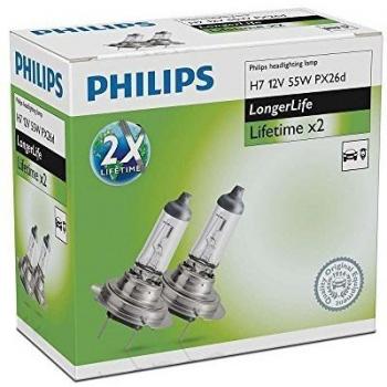 Bombilla Halógena PHILIPS LONGLIFE ECOVISION 12V H7 55W (Paquete de 2)
