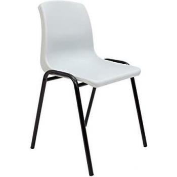 Silla confidente ergonómica, apilable y con estructura negra Asiento y respaldo de PVC de color gris PIQUERAS Y CRESPO Modelo Alborea