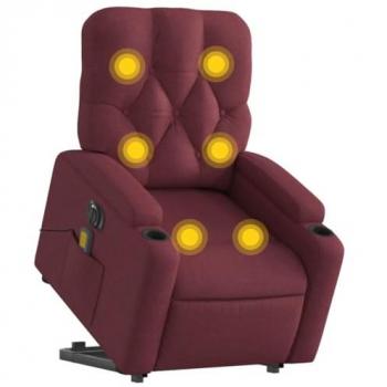Sillón de masaje elevable eléctrico tela rojo tinto