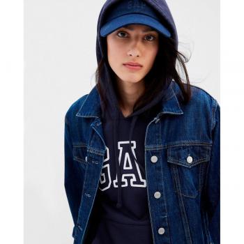 Sudadera con logo de mujer GAP, felpa azul marino, ajuste regular, talla L