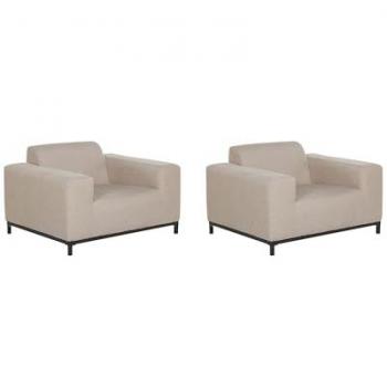 Conjunto de 2 sillones de jardín beige y negro con patas de aluminio, resistentes a la intemperie - Modelo Rovigo