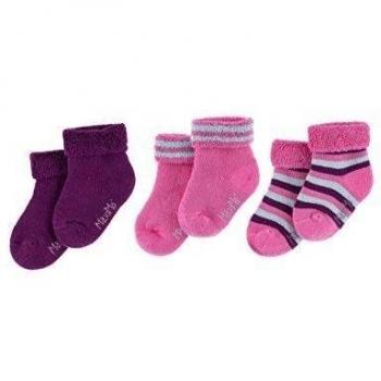 maximo 3er Pack Babyvollfrotteesöckchen - Calcetines para bebé-niñas, color fuchsia pink/aster 6432, talla Recién Nacido