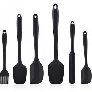 Juego de espátulas de silicona, utensilios de cocina, utensilios de cocina de silicona antiadherente resistente al calor, espátula de silicona para hornear, cocinar y mezclar juego de 6 piezas
