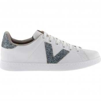 Victoria Tenis Zapatillas de piel con logotipo y trasera de glitter