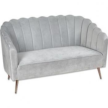 Sofá Jaqueline 140cm Gris Terciopelo con Respaldo Concha - Material Terciop/Meta, Medidas: 140*71*84