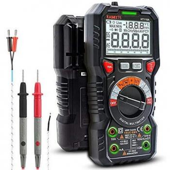 KAIWEETS HT118A Multimetro Digital Profesional, Polimetro Autorango con Valor Real 6000 Cuentas para Medir CA/CC Corriente y Tensión, NCV, Capacitancia, Continuidad, Resistencia, Batería, Diodo, Live