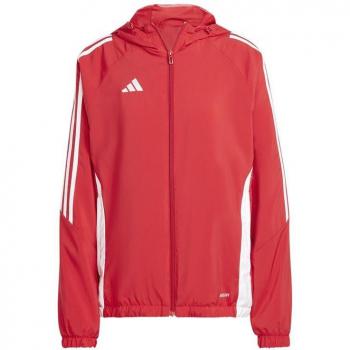 Cortavientos de fútbol Adidas Tiro24 mujer, chubasquero y chaquetón de entrenamiento, color rojo, talla XL