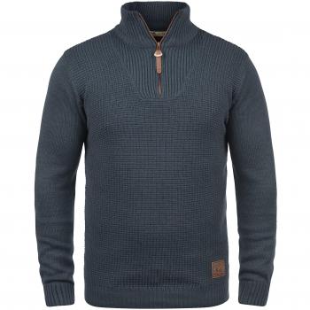 !Solid Tommy Jersey Suéter Troyer para Hombre con Cuello Alto con Cremallera, tamaño:M, Color:Insignia Blue Melange