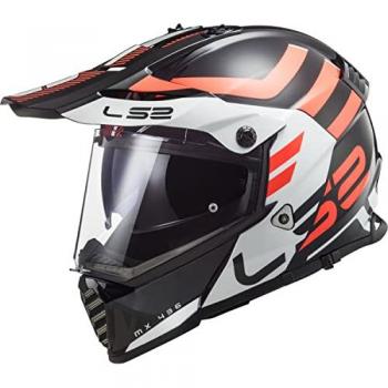 Casco LS2 MX436 Pioneer Evo Adventurer negro / blanco - Motopasión Store, características: diseño aerodinámico, sistema de ventilación eficiente, interior acolchado y desmontable, visera ajustable, homologación ECE