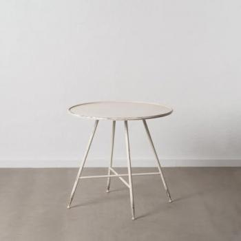 Mesita Auxiliar Crema Hierro 80 x 80 x 75 cm - Diseño Elegante - Espacio Funcional