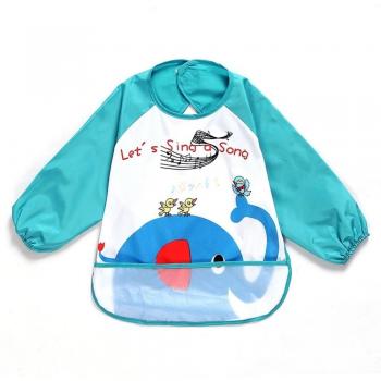 SOHV Unisex niños Childs artes artesanía pintura delantal bebé babero impermeable con manga y Pocket, 6 - 36 meses, a dark blue Elephant, Set de 1