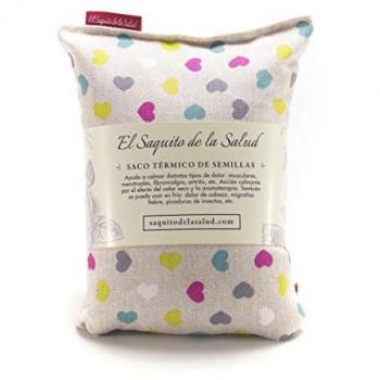 Saco Térmico de Semillas Aromático para Microondas - Alivio Muscular y Estrés (Azahar, Lavanda, Romero) - Diseño Natural Corazones
