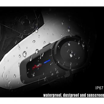 Auriculares Bluetooth para casco de motocicleta Maxto, interfono impermeable para 6 riders, alcance de 1000M y radio FM