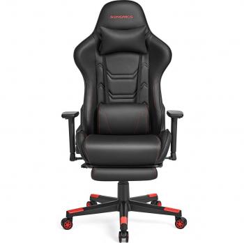 Silla Gaming Giratoria con Reposabrazos 3D y Respaldo Inclinable Negro y Rojo