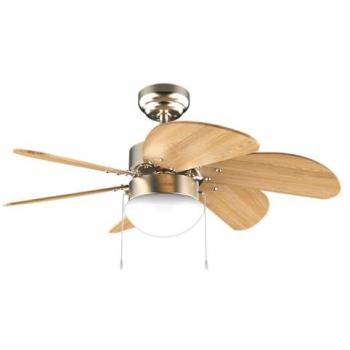 Ventilador de Techo con Luz Cecotec EnergySilence Aero 360 Gold&Wood 50W, 36” (92cm), 3 Velocidades, 6 Aspas Reversibles, Modo Invierno-Verano
